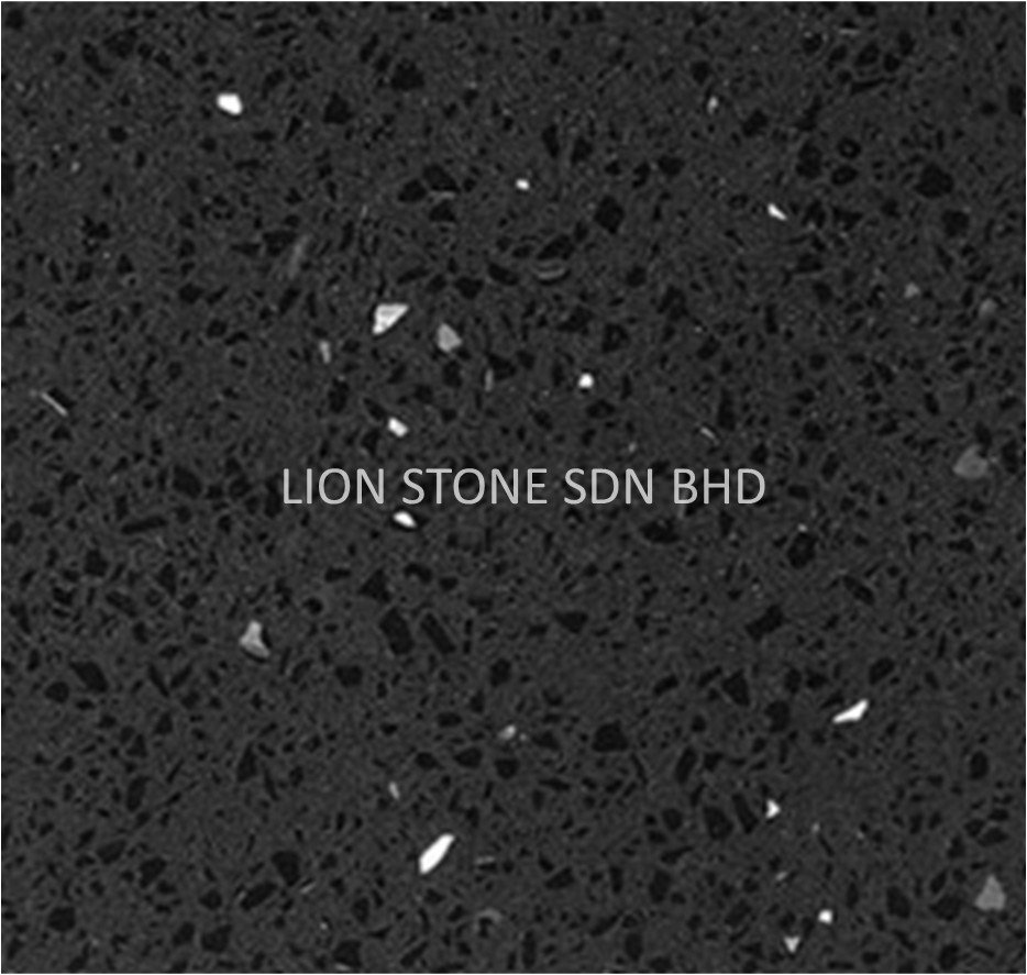 Black Mirror Chip quartz stone 09122 slab